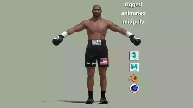 T-Pose Rigged Mike Tyson 3D model