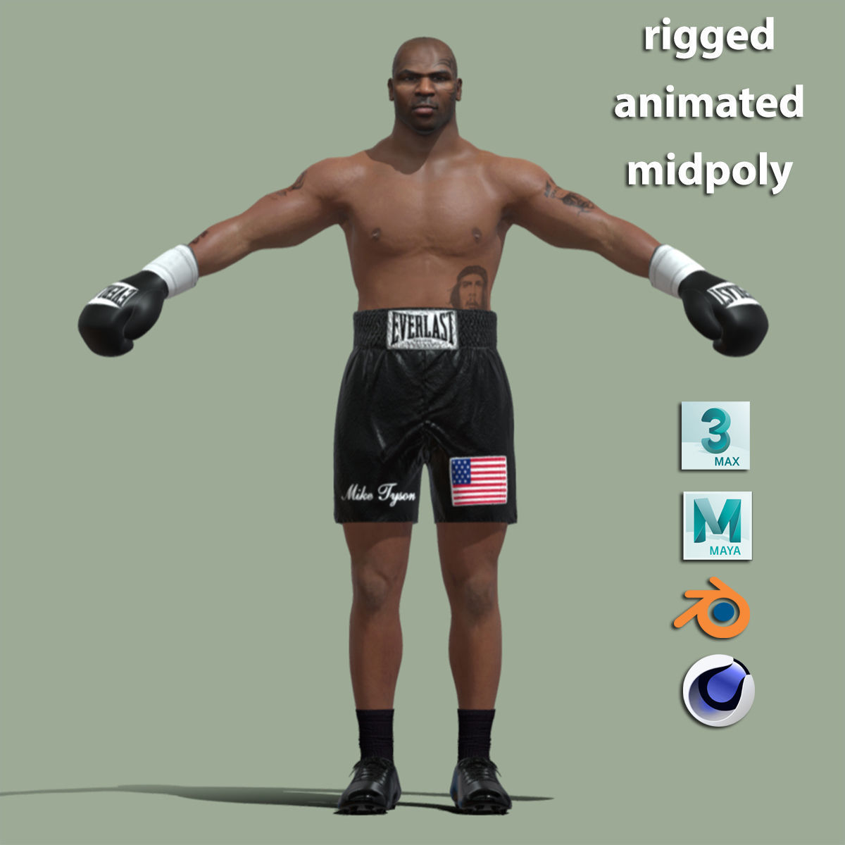 T-Pose Rigged Mike Tyson 3D model_3