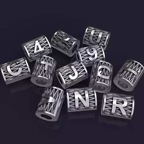 Beads set numbers and letters 3D print model