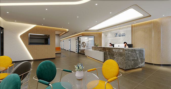 Hospital Reception - Corridor lobby hall 3D model 2
