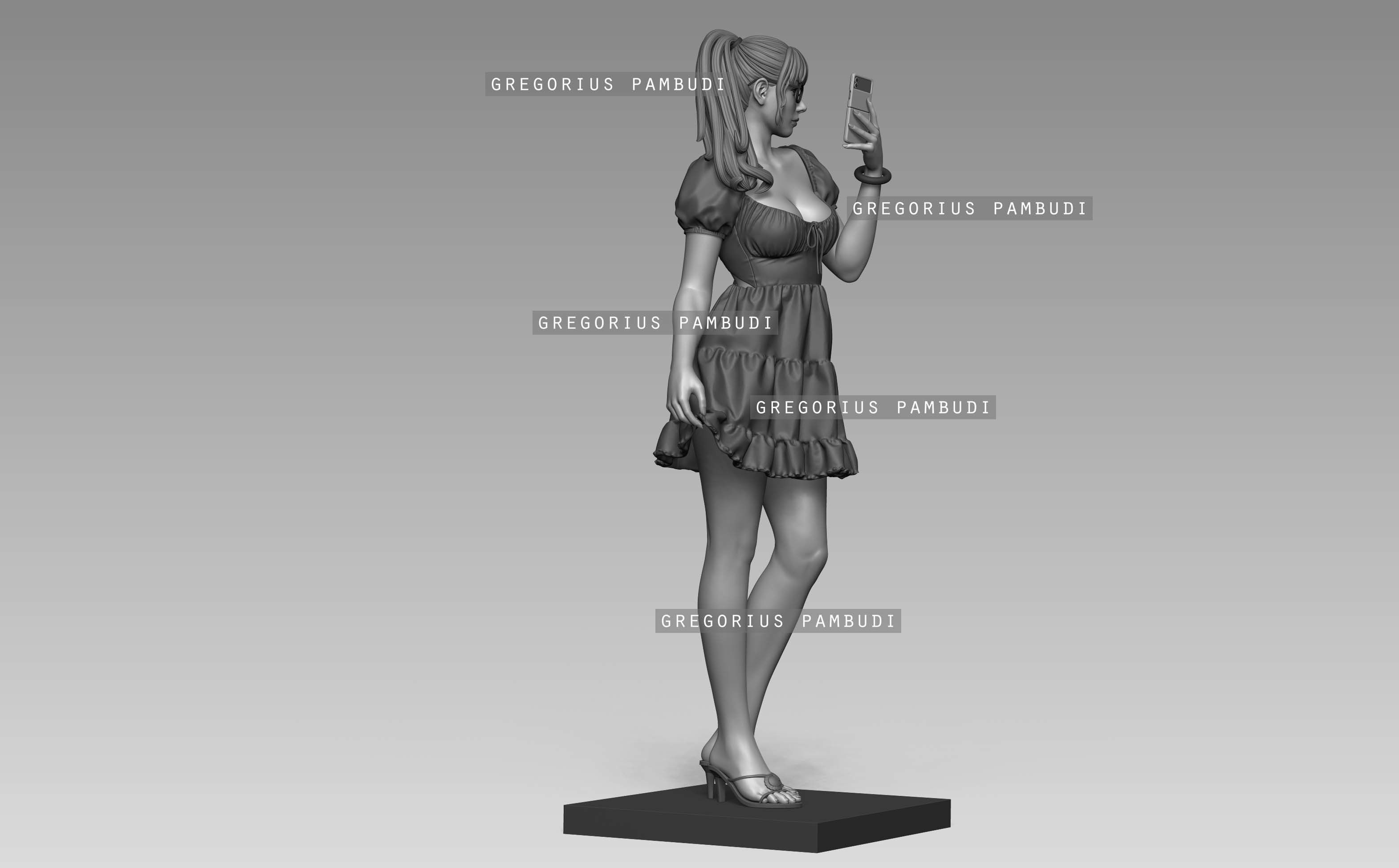 A woman Taking a Mirror Selfie Statue 3d Printable 3D print model_13