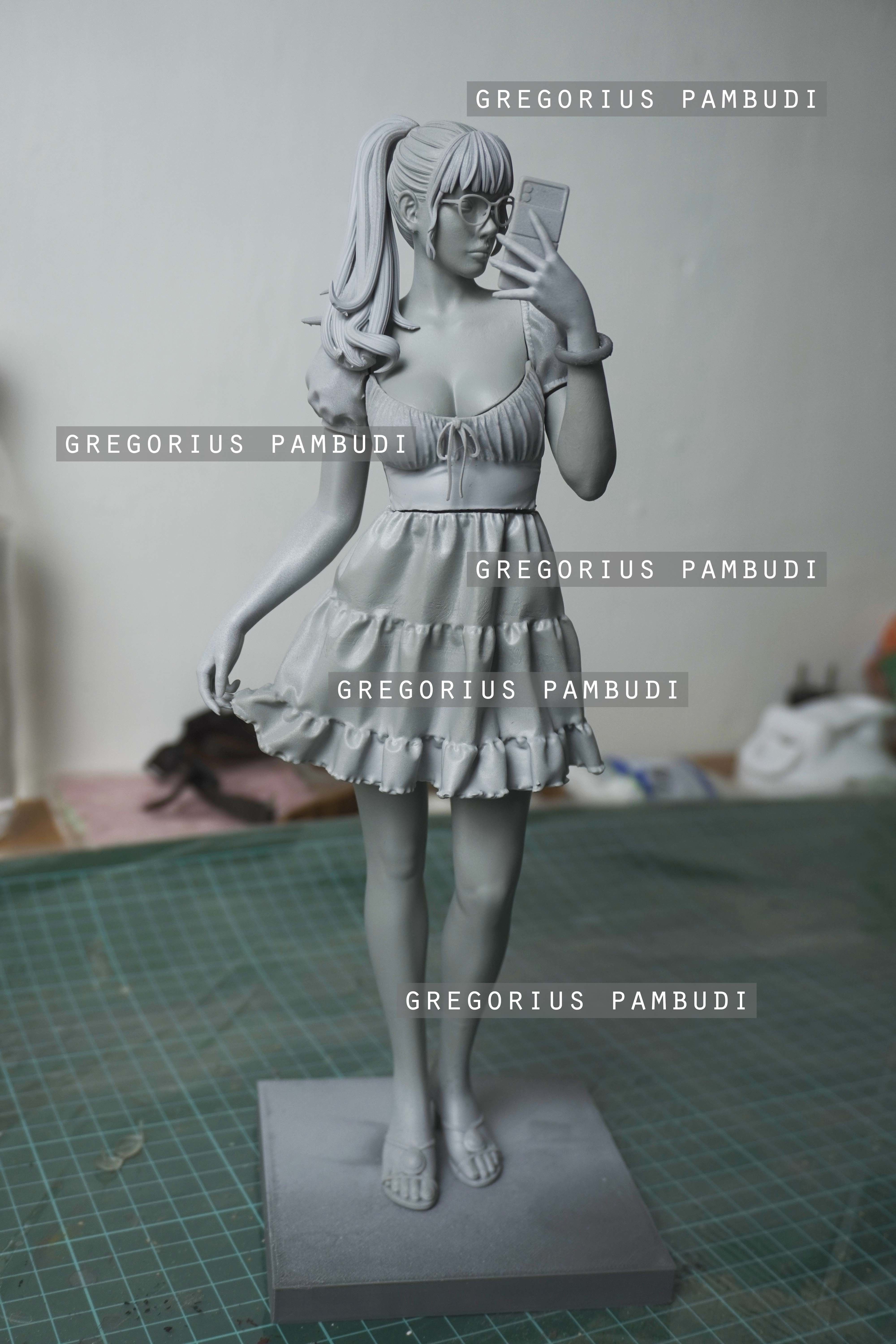 A woman Taking a Mirror Selfie Statue 3d Printable 3D print model_18
