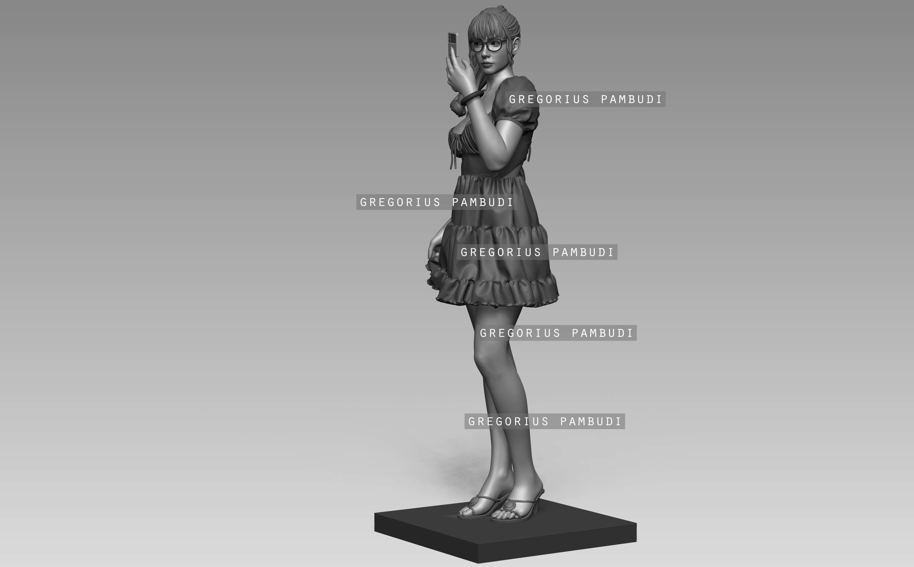 A woman Taking a Mirror Selfie Statue 3d Printable 3D print model_11