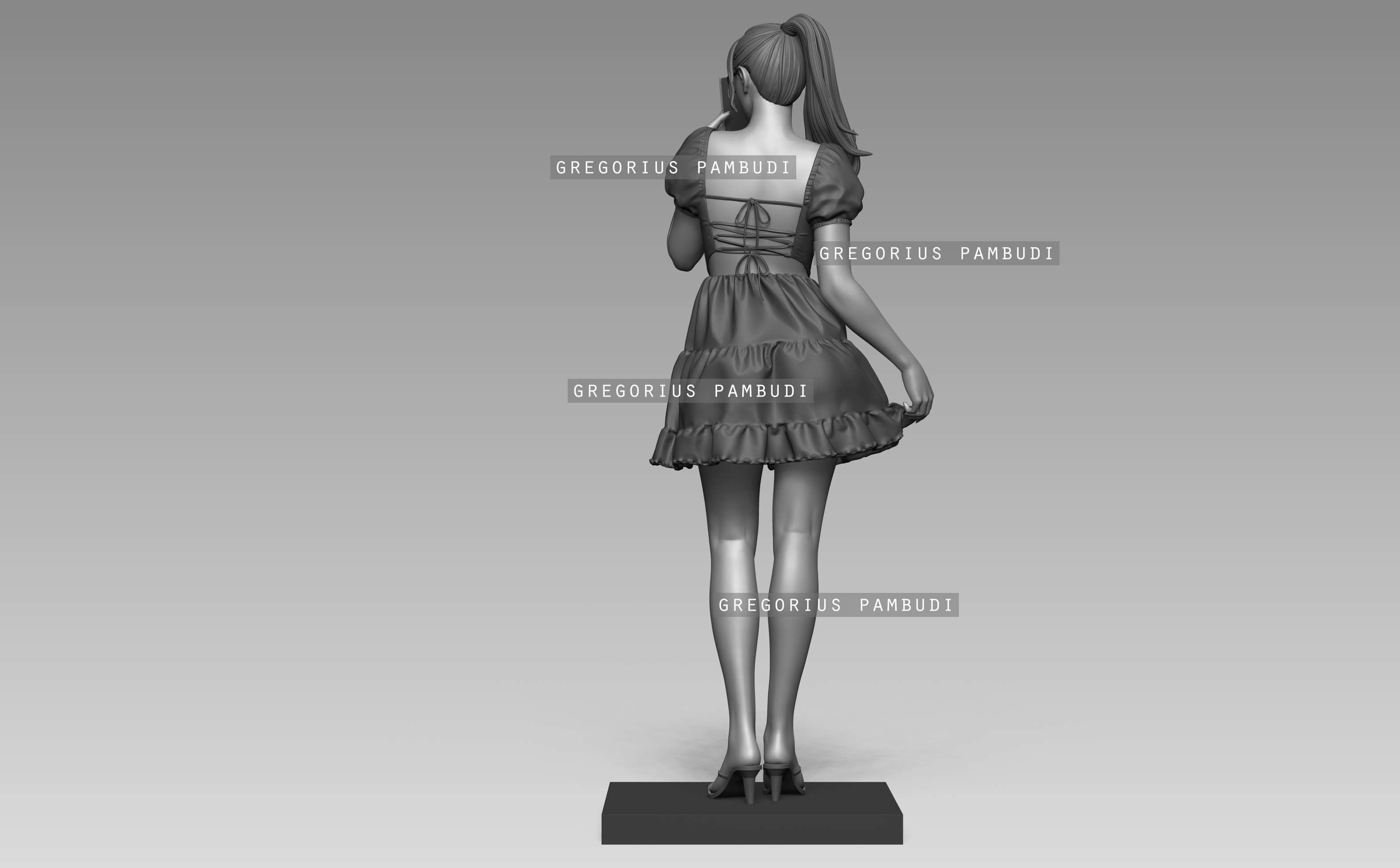 A woman Taking a Mirror Selfie Statue 3d Printable 3D print model_12