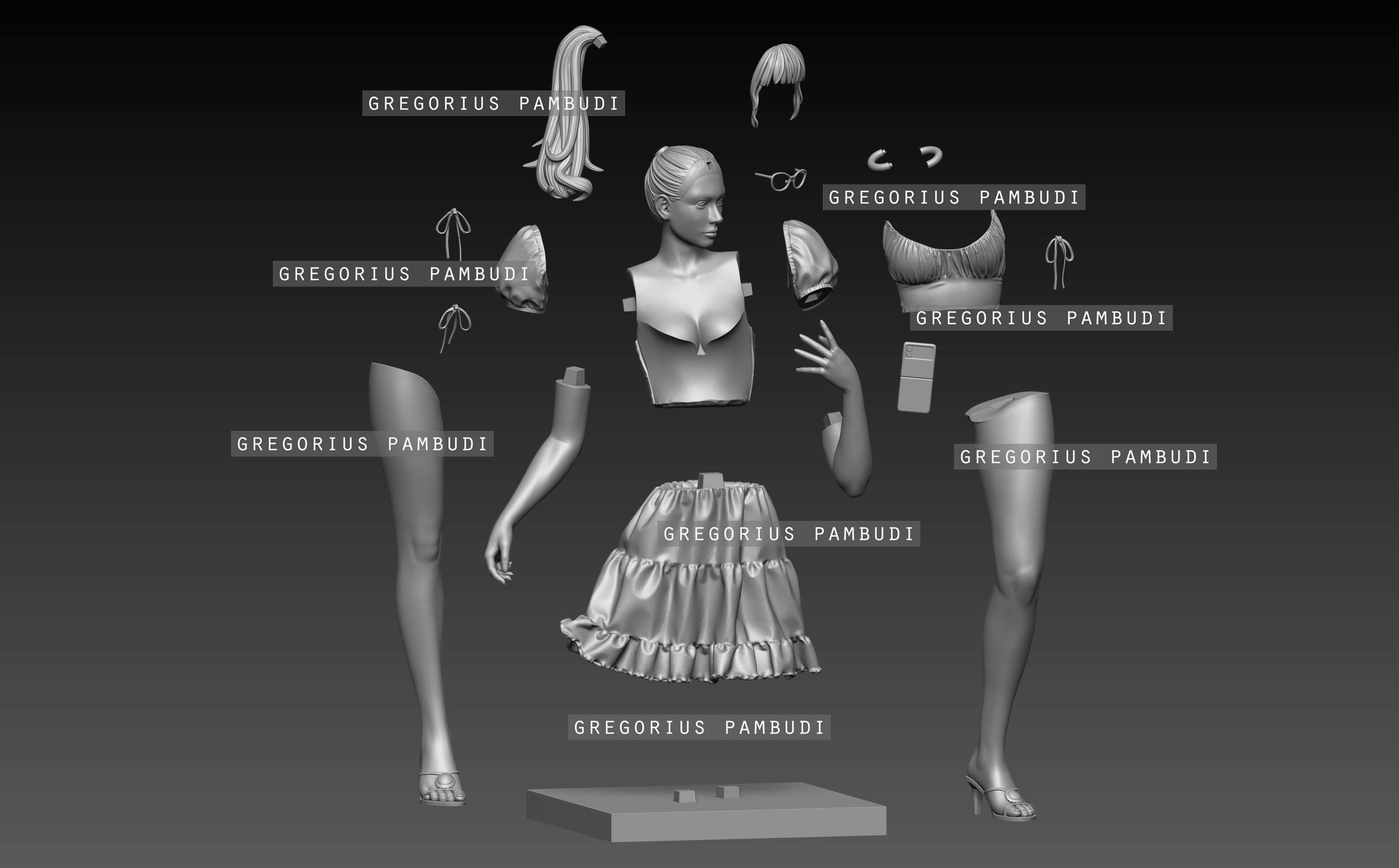 A woman Taking a Mirror Selfie Statue 3d Printable 3D print model_3