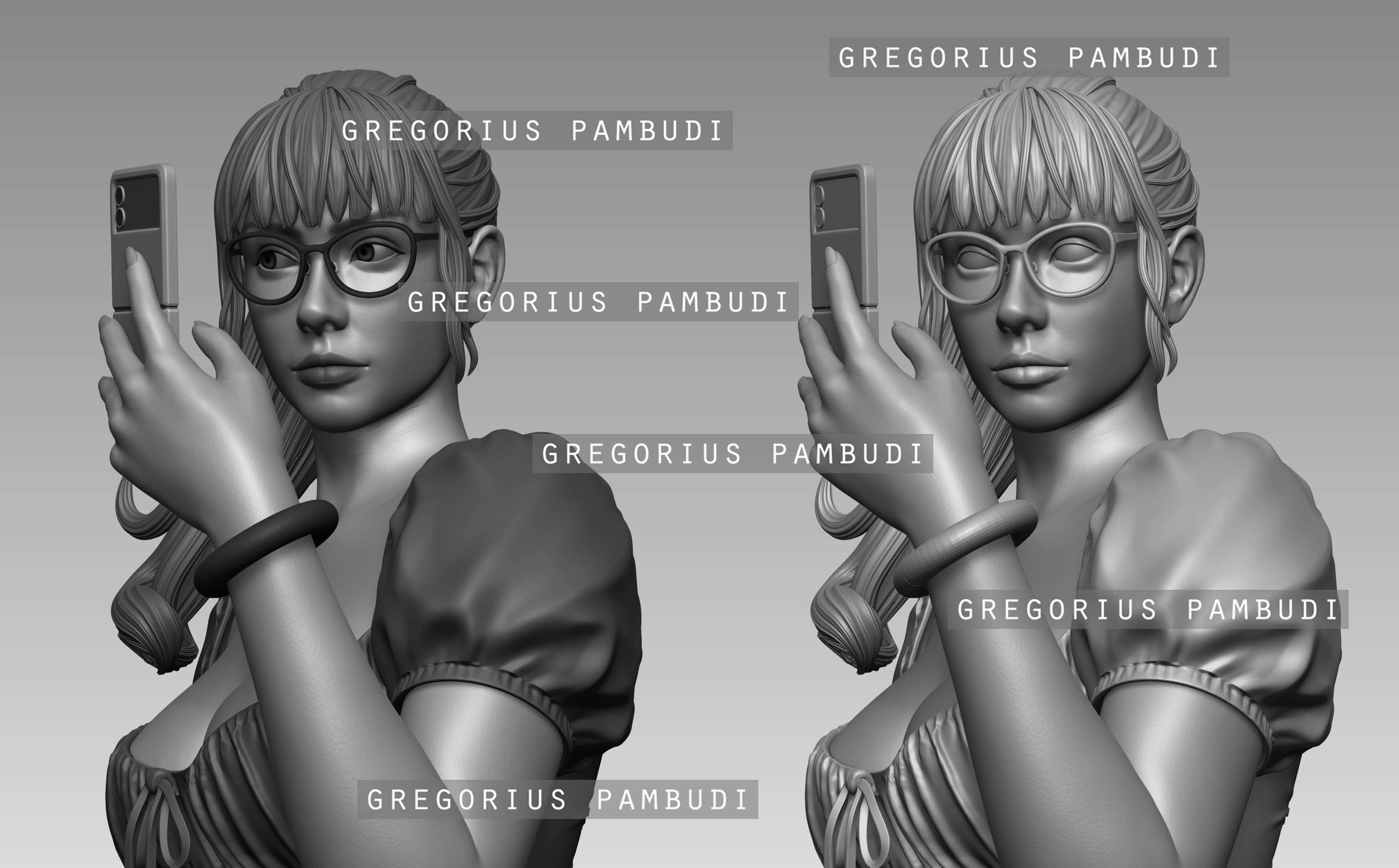 A woman Taking a Mirror Selfie Statue 3d Printable 3D print model_15