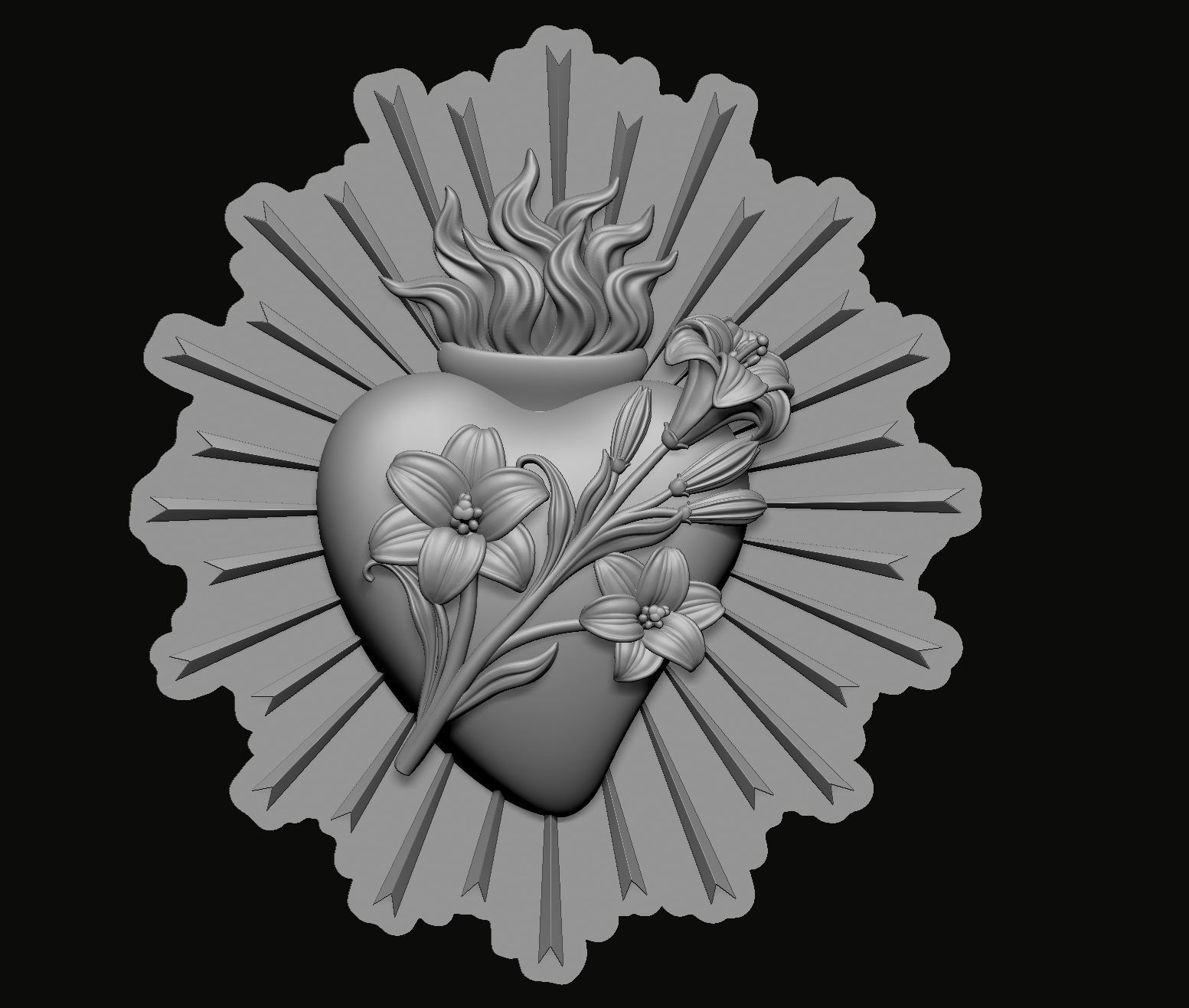 Chaste heart of Saint Joseph Pendant 3D print model_1