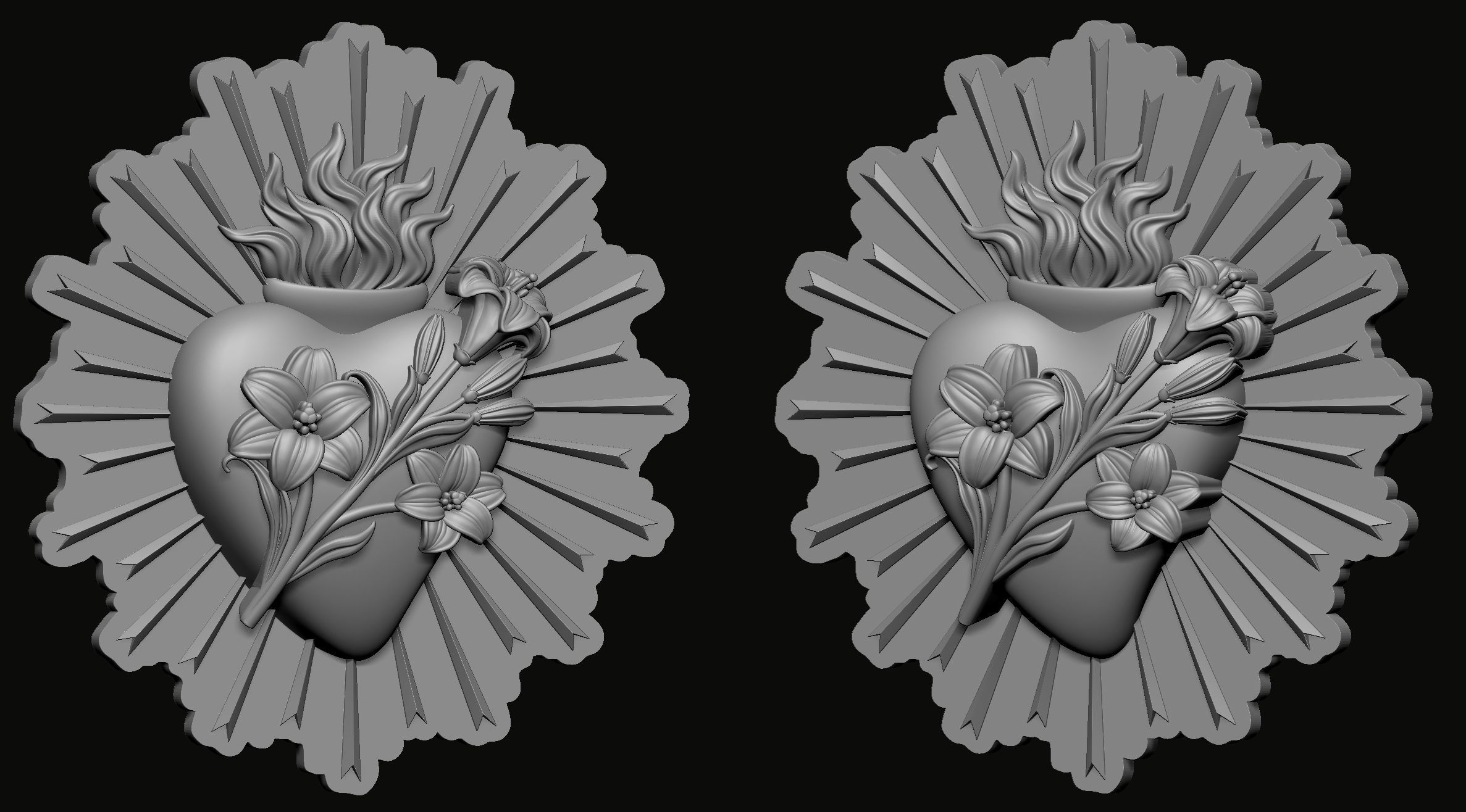 Chaste heart of Saint Joseph Pendant 3D print model_2