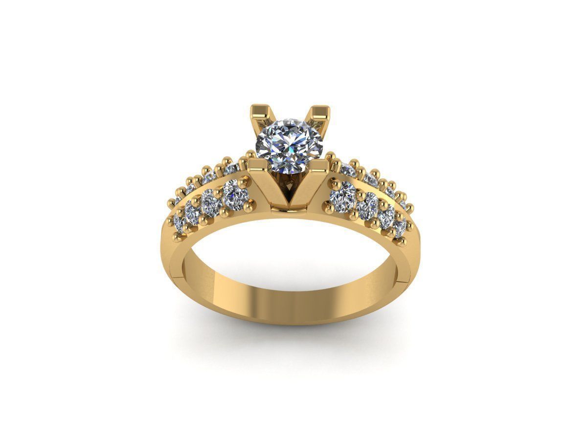 solitaire ring 3D print model_3