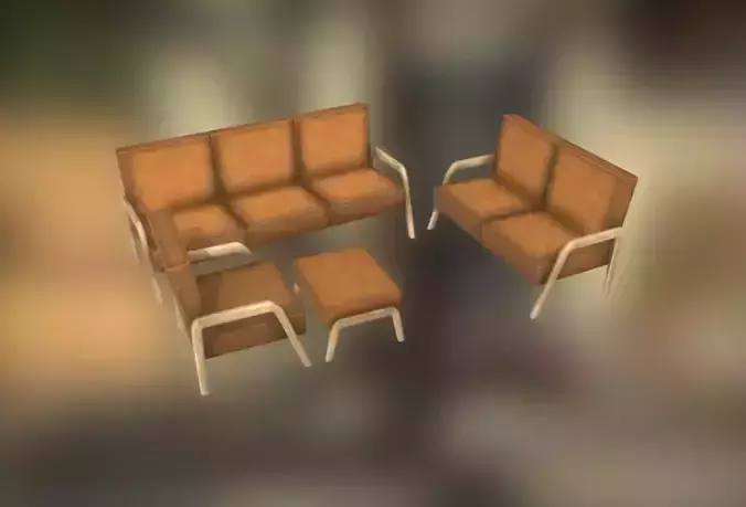 Suede Leather Retro Couches VR AR PBR