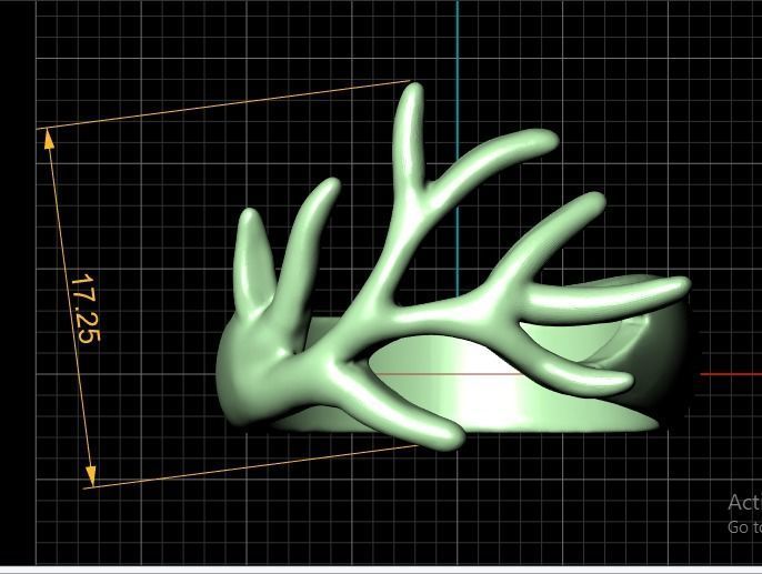Stylish Antler Ring 3d printable Model 3D print model_5