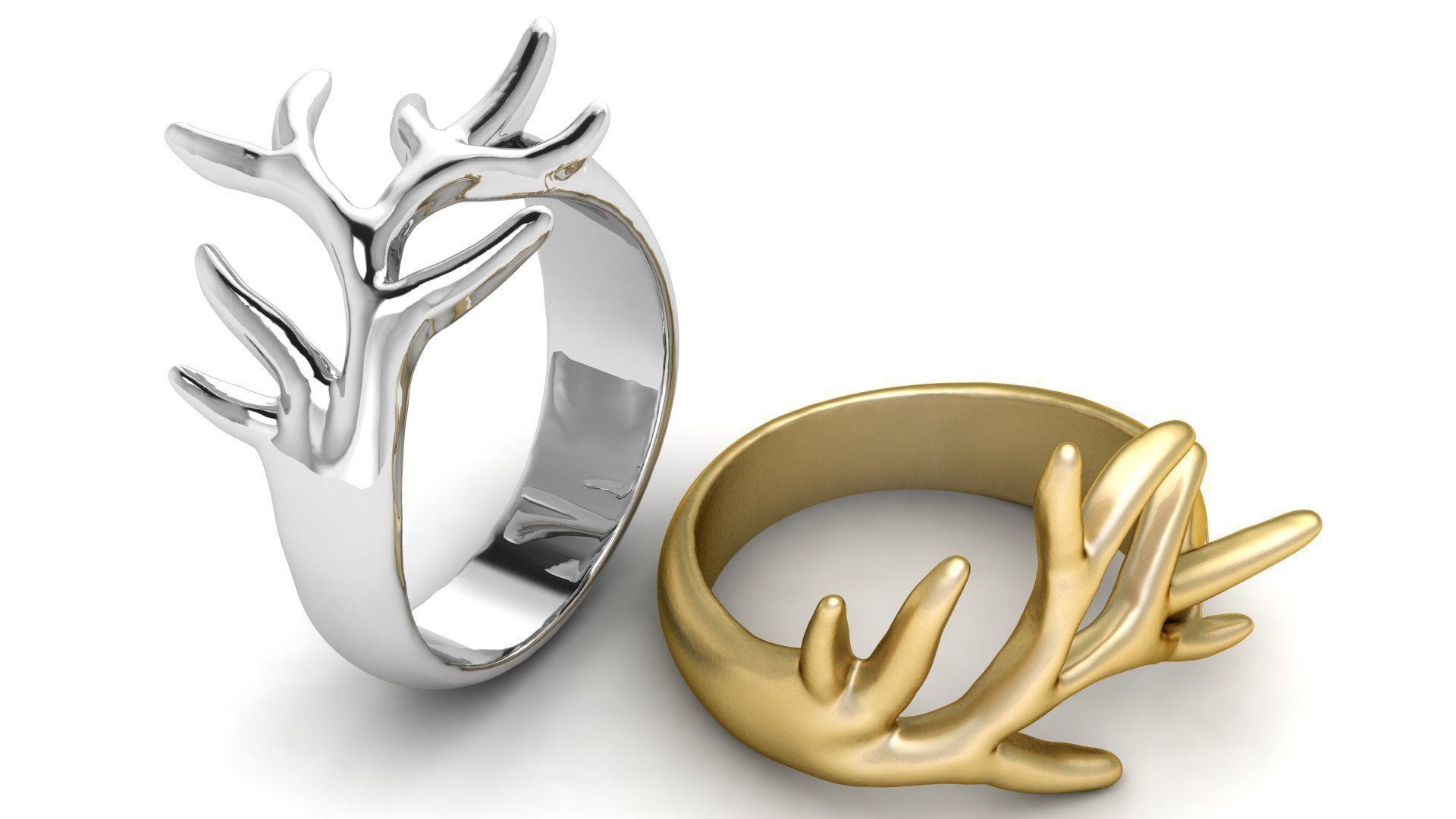 Stylish Antler Ring 3d printable Model 3D print model_1