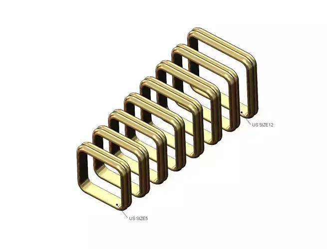 Split rounded section square ring US sizes 5to12