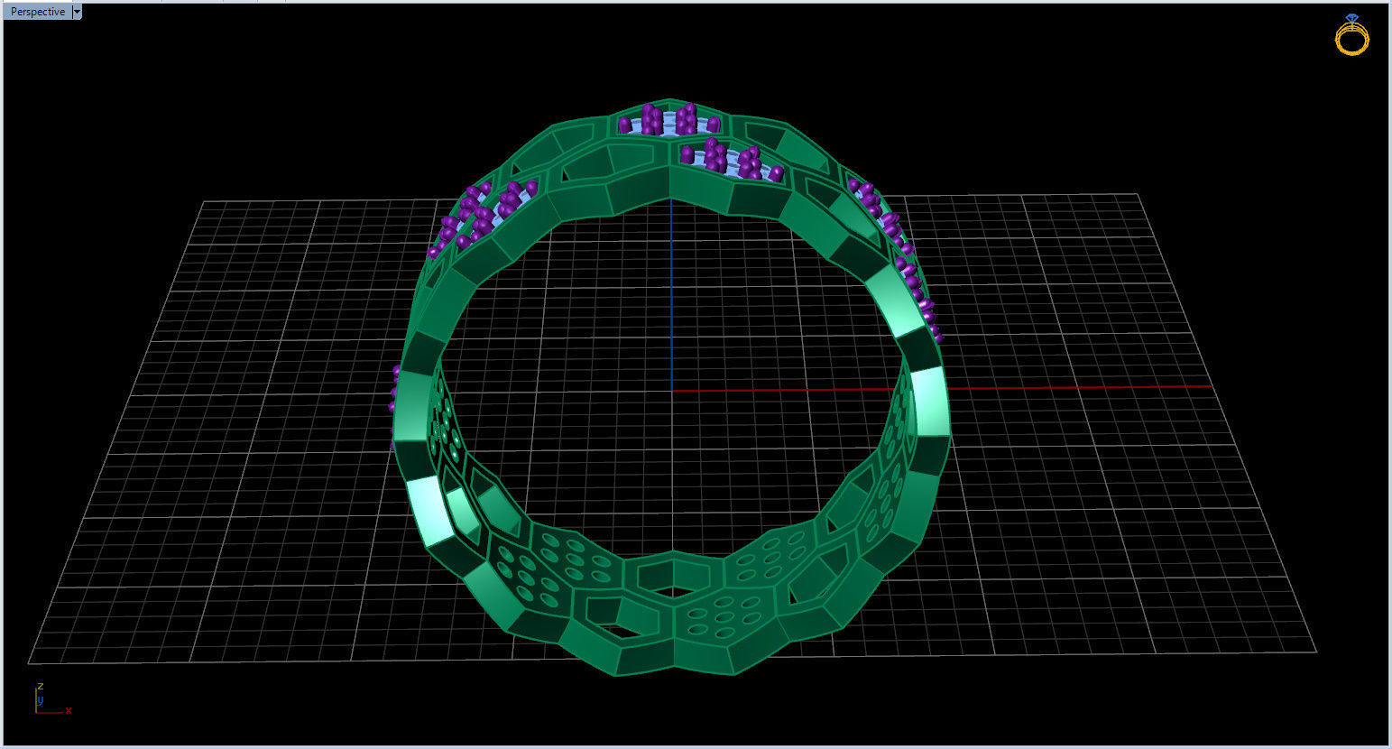 Honeycomb Ring with Round Diamond 3D print model_33