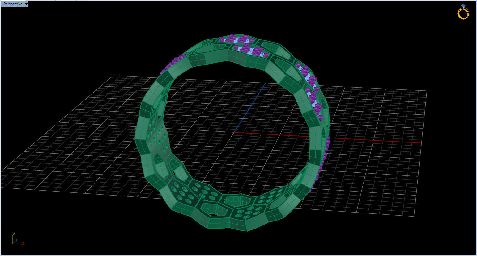 Honeycomb Ring with Round Diamond 3D print model_44