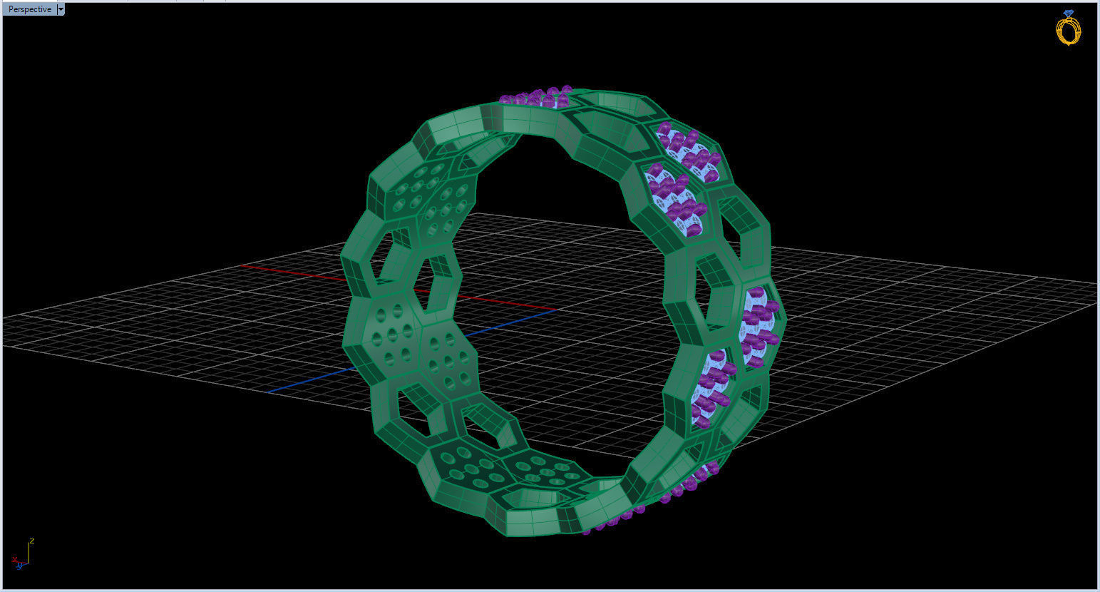 Honeycomb Ring with Round Diamond 3D print model_53