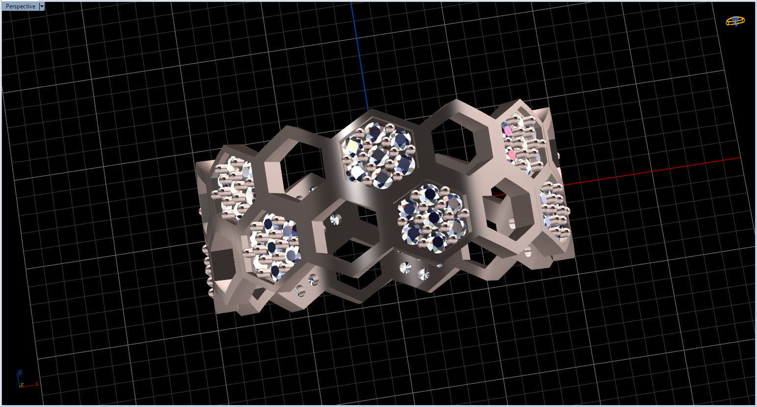 Honeycomb Ring with Round Diamond 3D print model_23