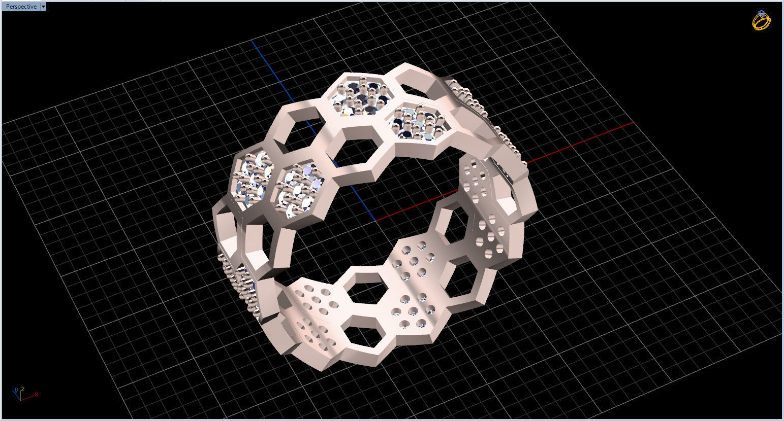 Honeycomb Ring with Round Diamond 3D print model_12