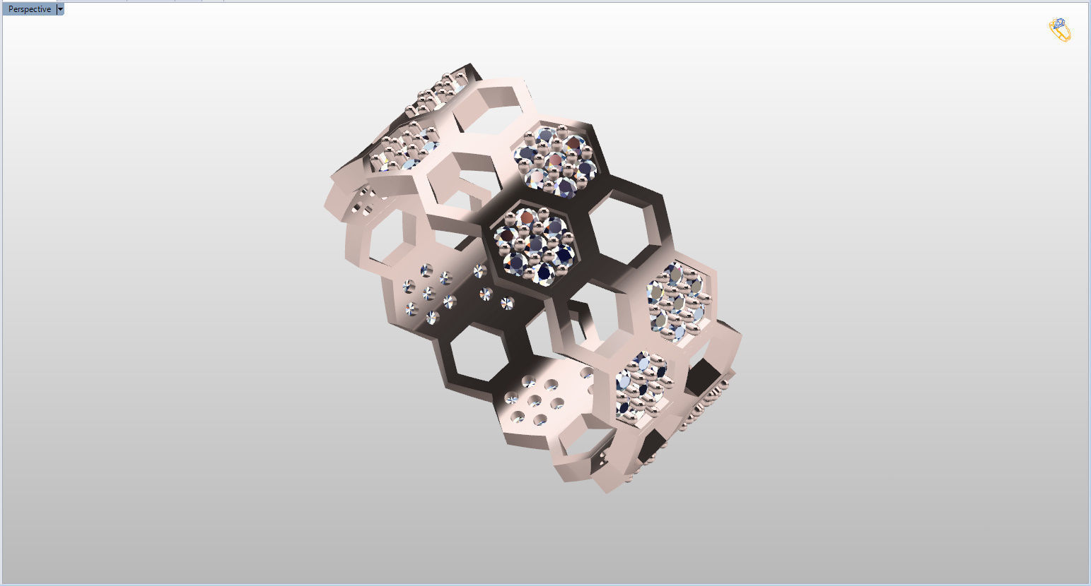 Honeycomb Ring with Round Diamond 3D print model_28