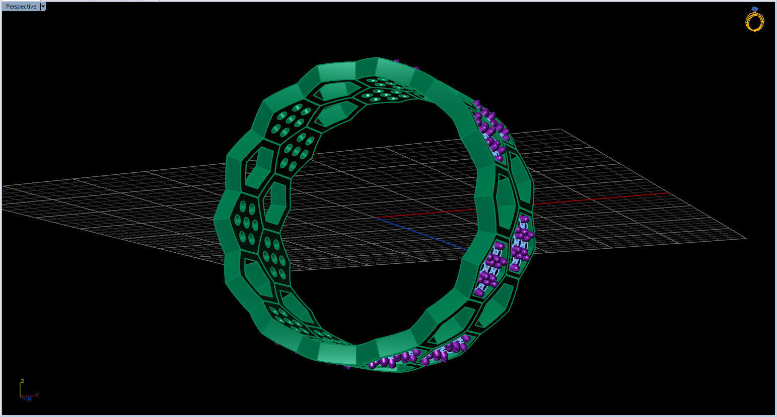 Honeycomb Ring with Round Diamond 3D print model_7