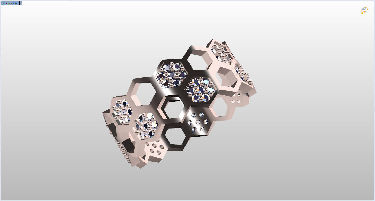 Honeycomb Ring with Round Diamond 3D print model_25