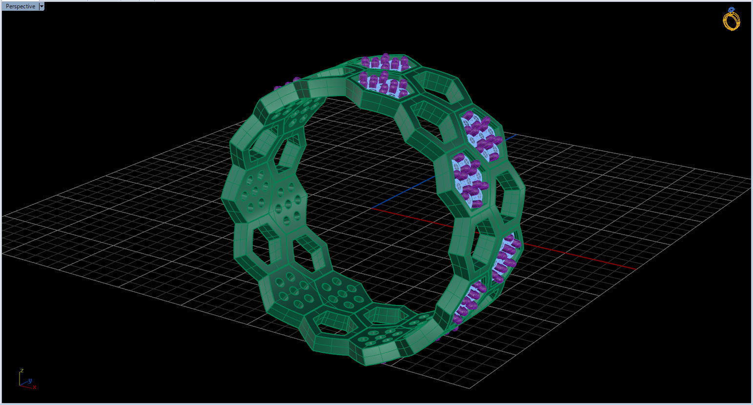 Honeycomb Ring with Round Diamond 3D print model_15