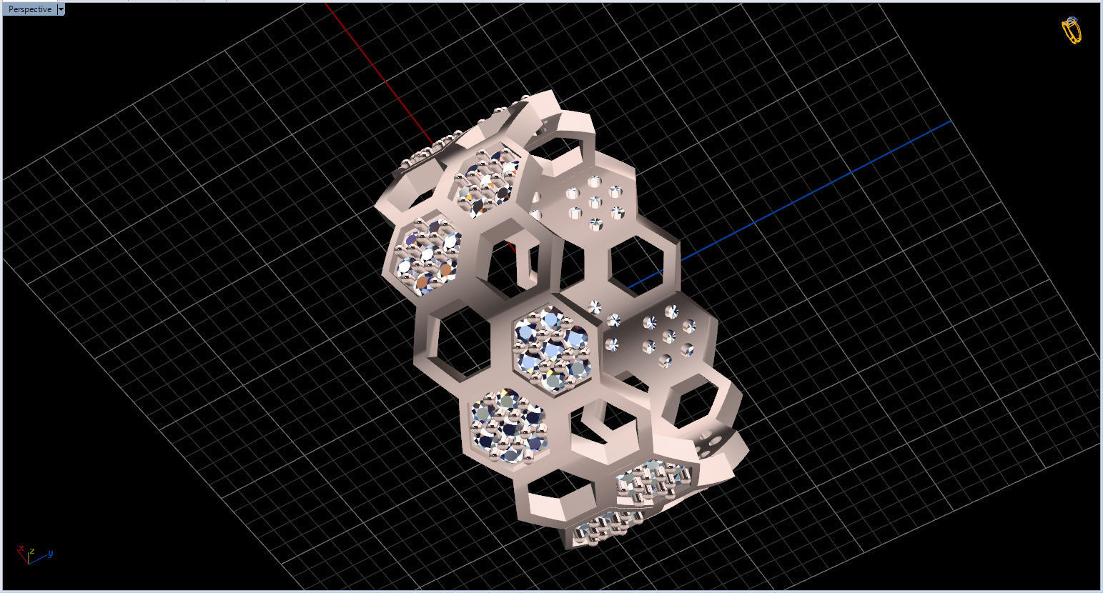 Honeycomb Ring with Round Diamond 3D print model_62