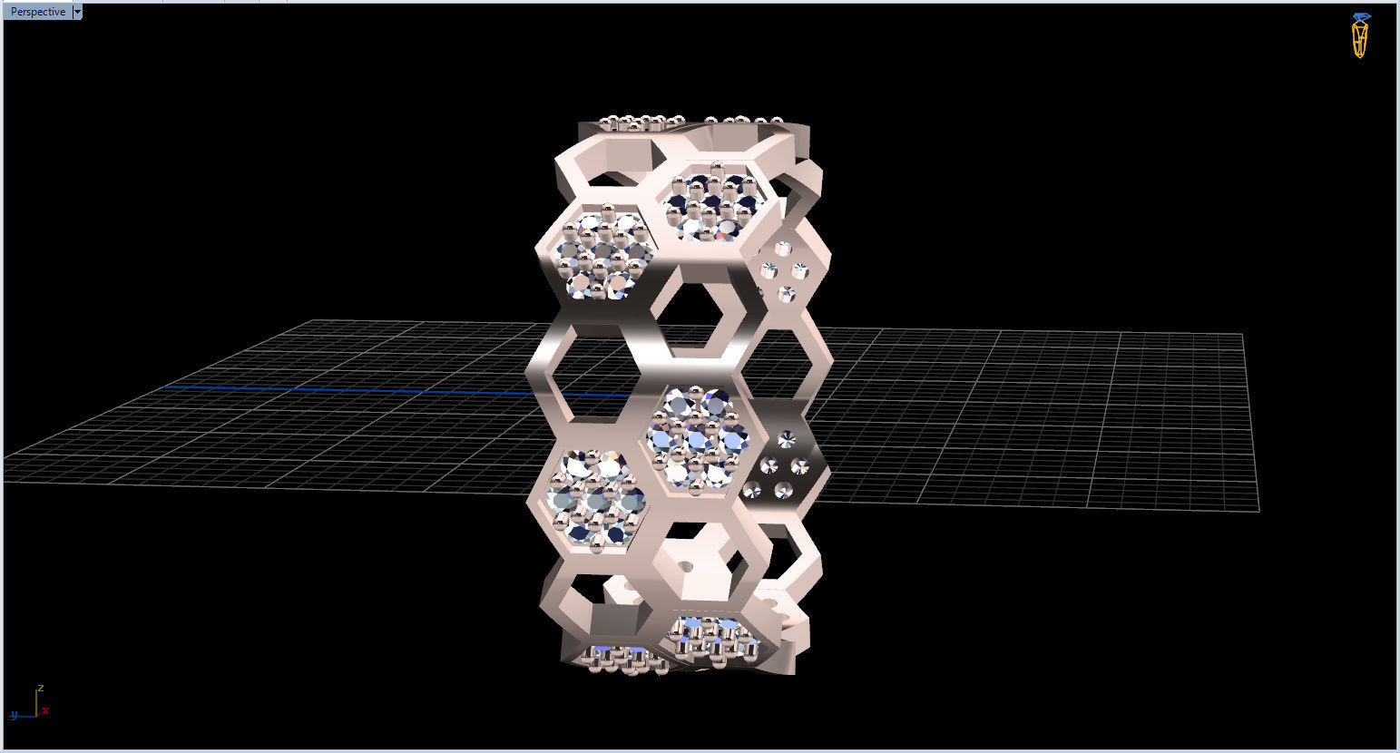 Honeycomb Ring with Round Diamond 3D print model_45