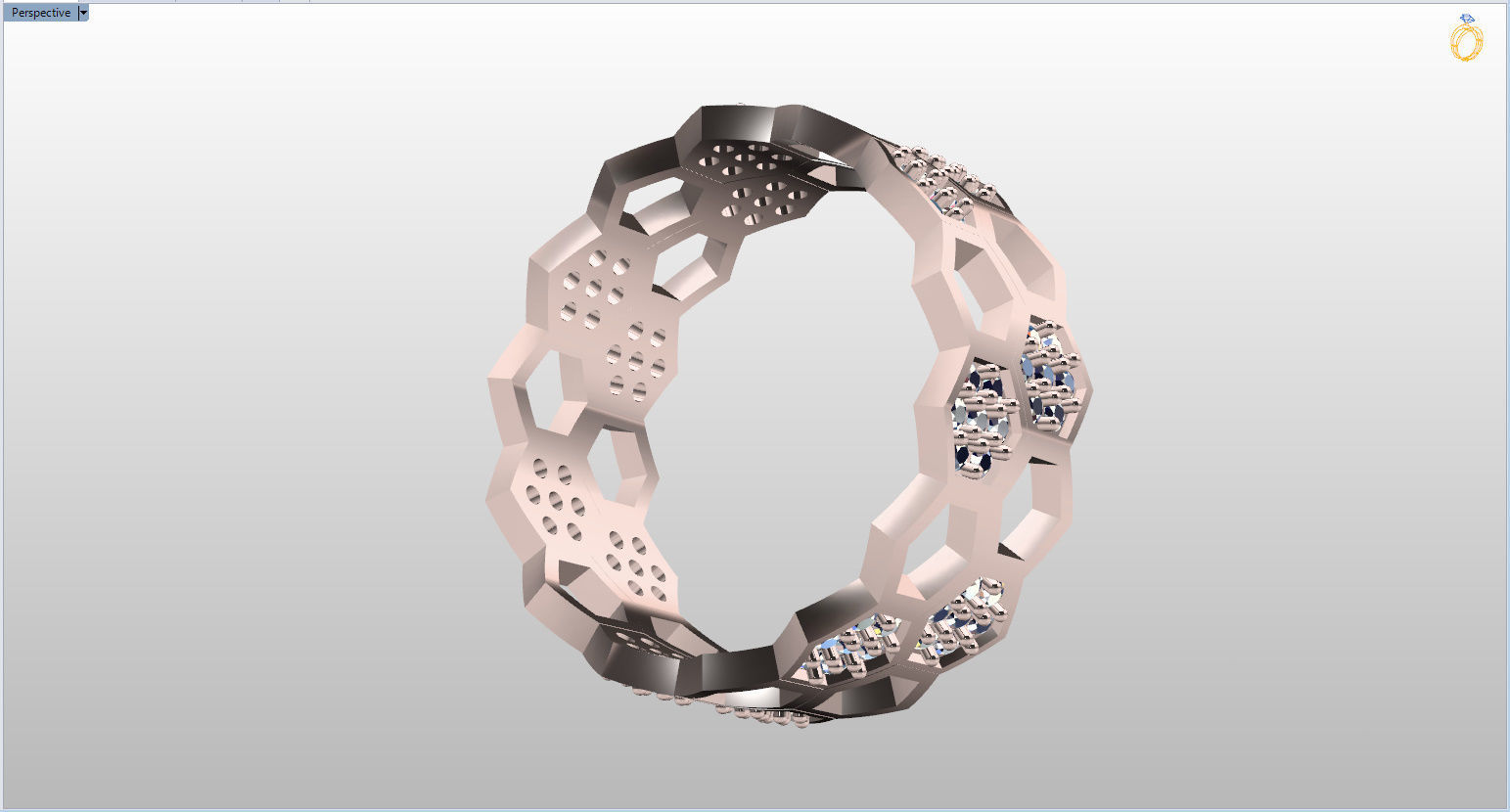 Honeycomb Ring with Round Diamond 3D print model_63