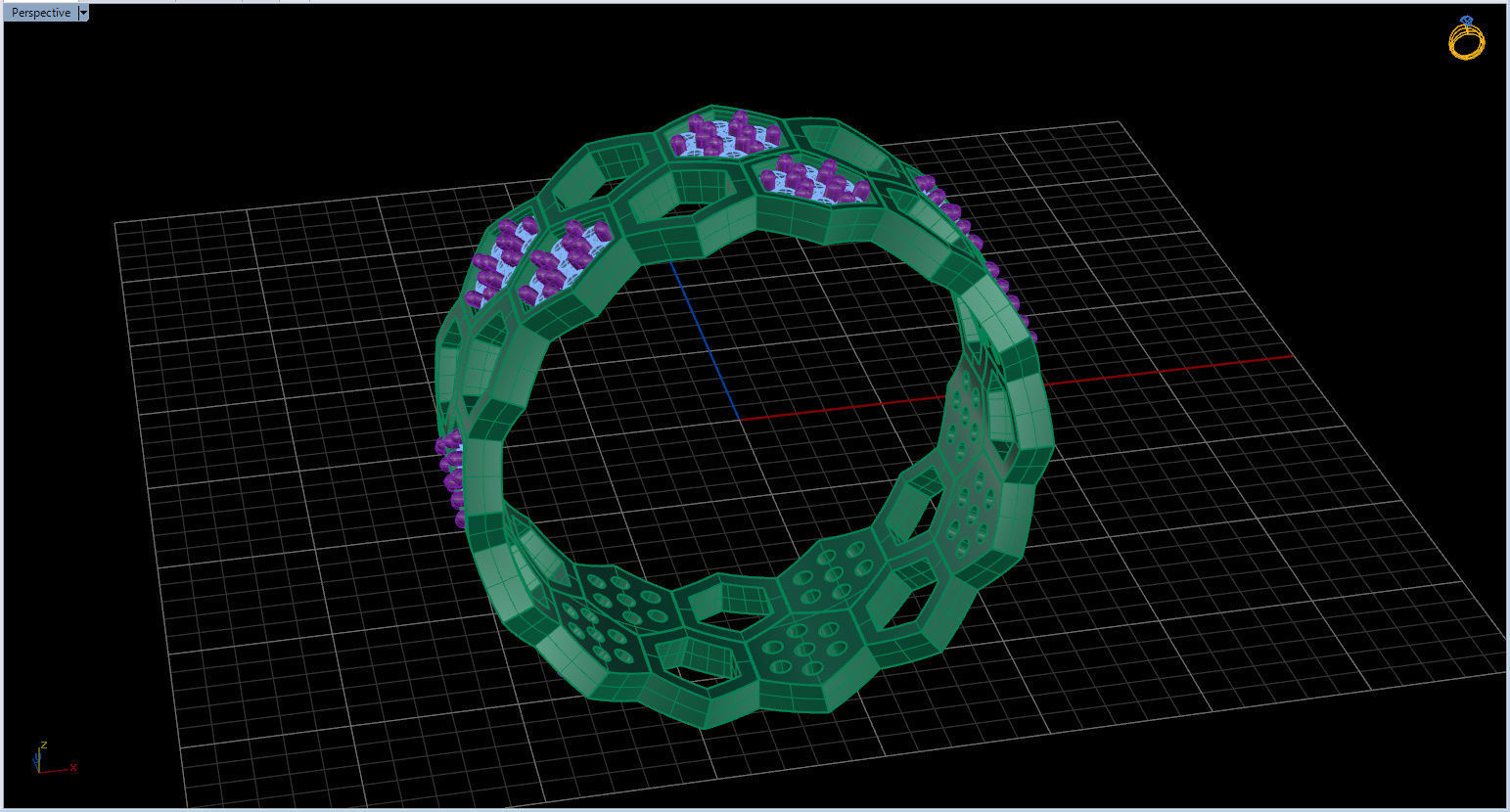 Honeycomb Ring with Round Diamond 3D print model_49