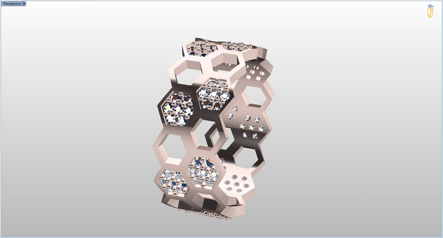 Honeycomb Ring with Round Diamond 3D print model_20