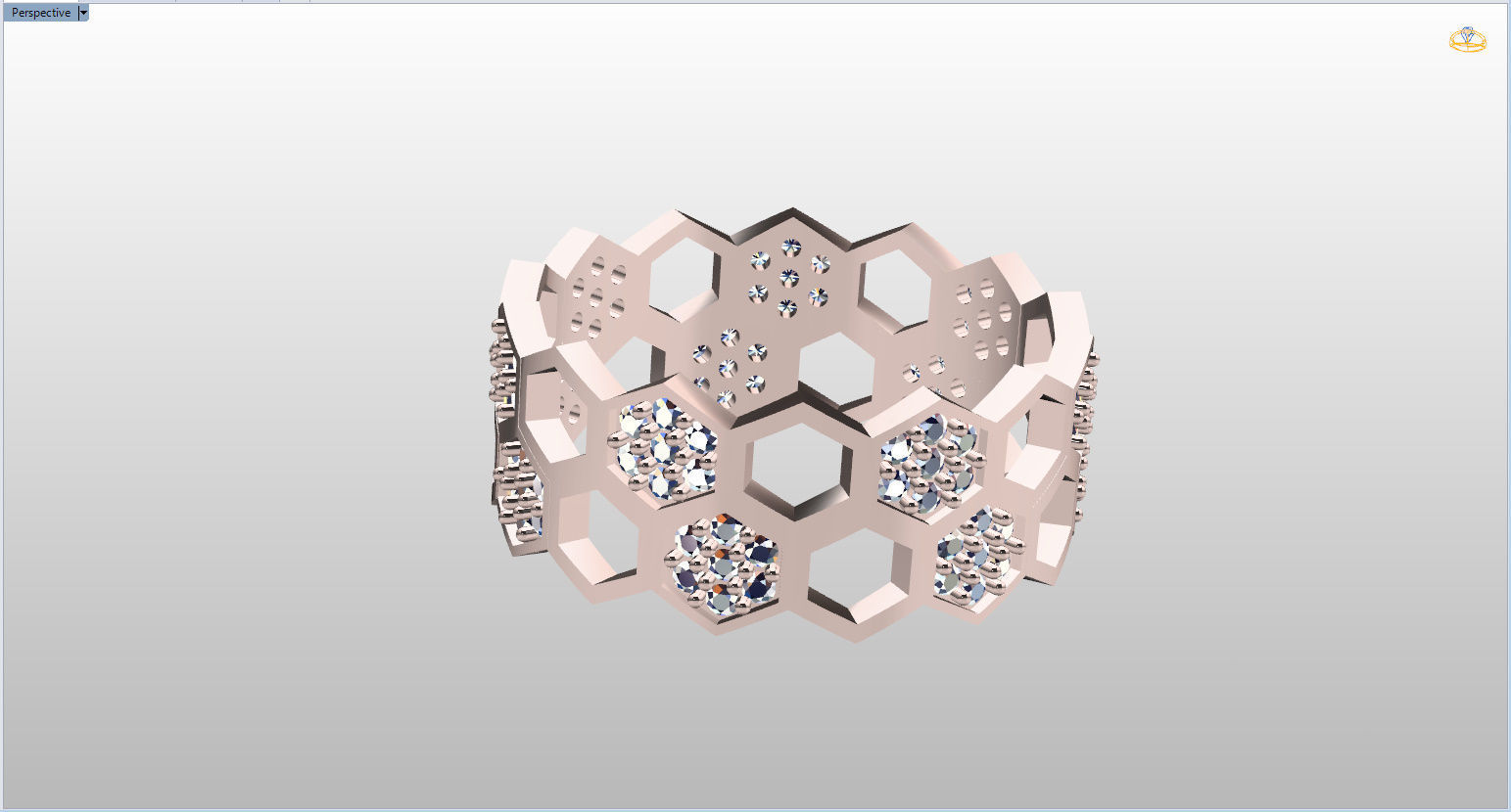 Honeycomb Ring with Round Diamond 3D print model_27