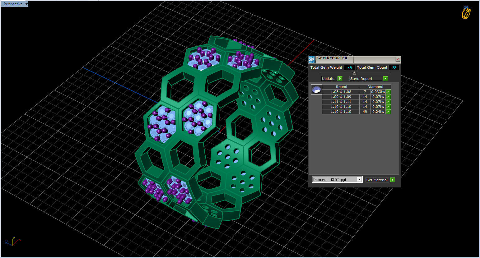 Honeycomb Ring with Round Diamond 3D print model_4