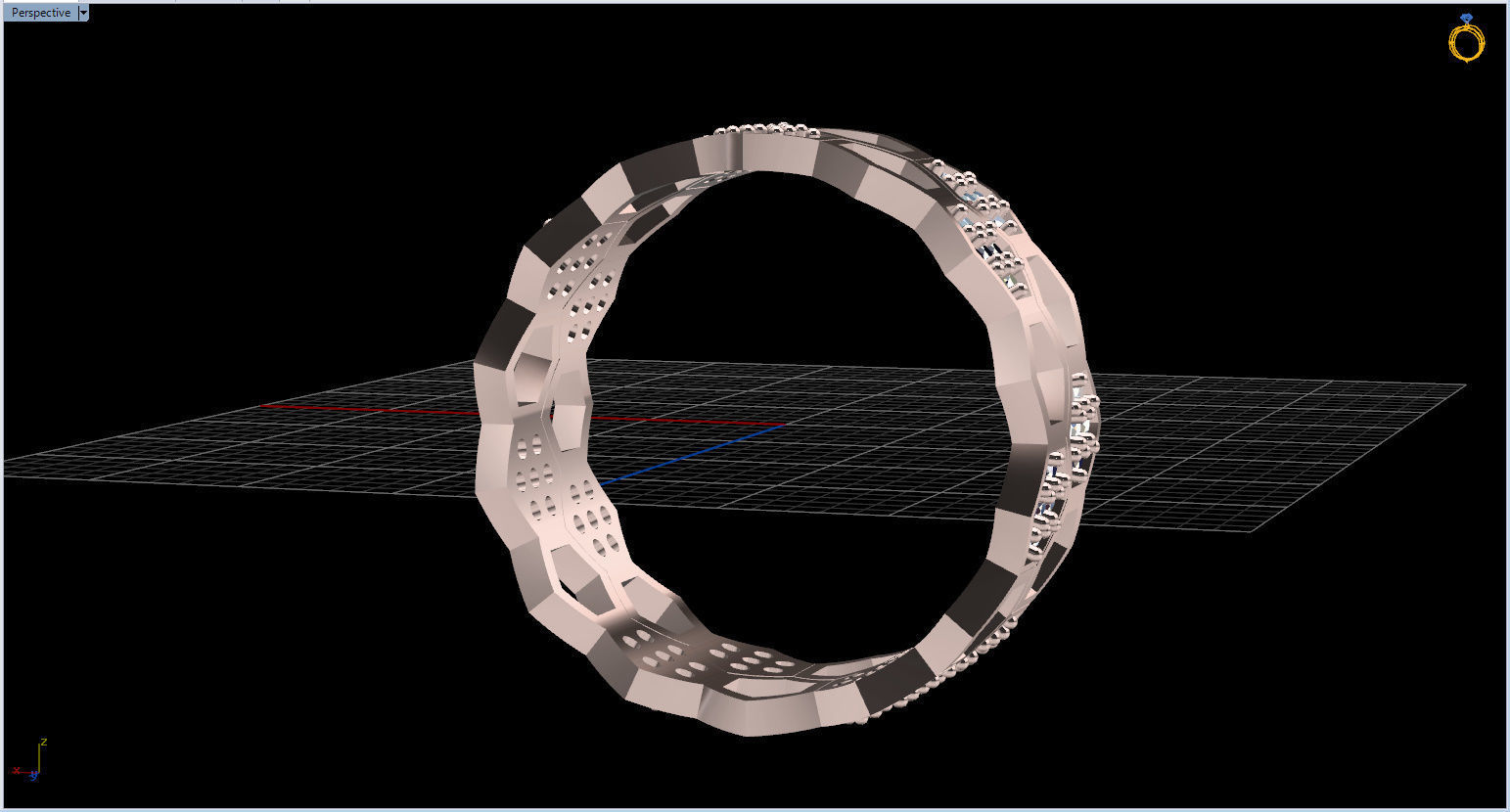 Honeycomb Ring with Round Diamond 3D print model_59