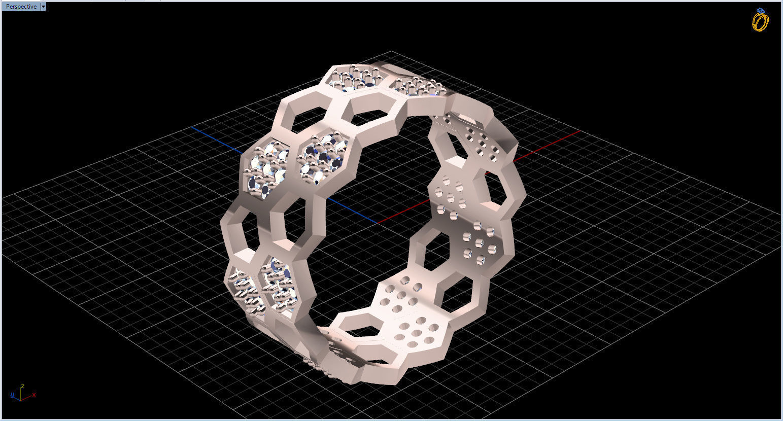 Honeycomb Ring with Round Diamond 3D print model_42