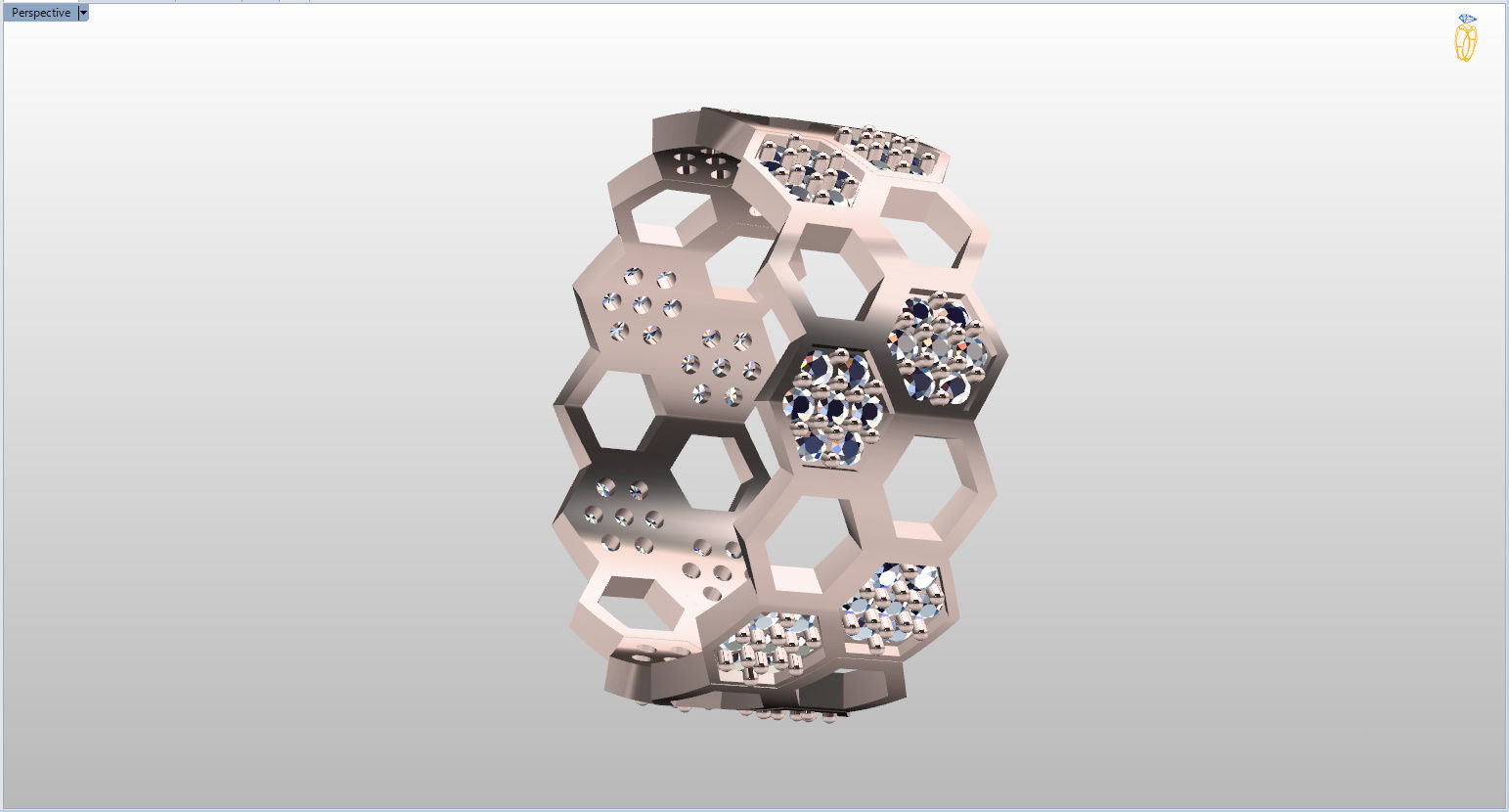 Honeycomb Ring with Round Diamond 3D print model_24