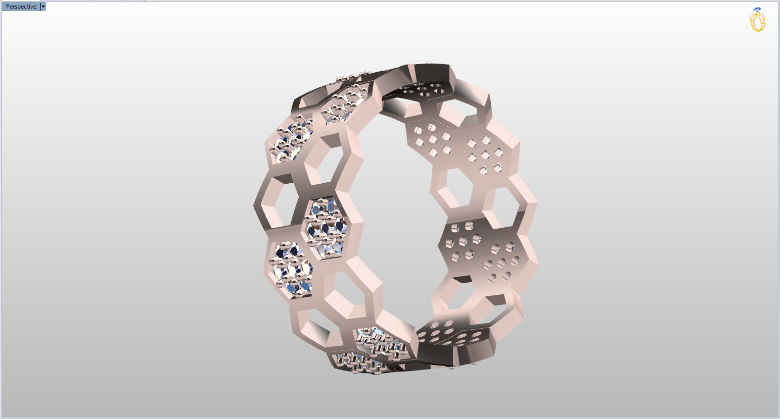 Honeycomb Ring with Round Diamond 3D print model_31