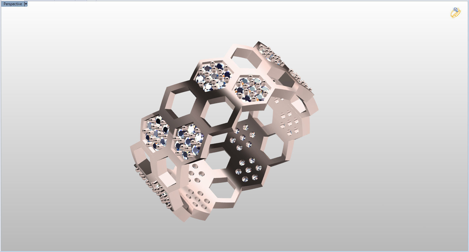 Honeycomb Ring with Round Diamond 3D print model_18