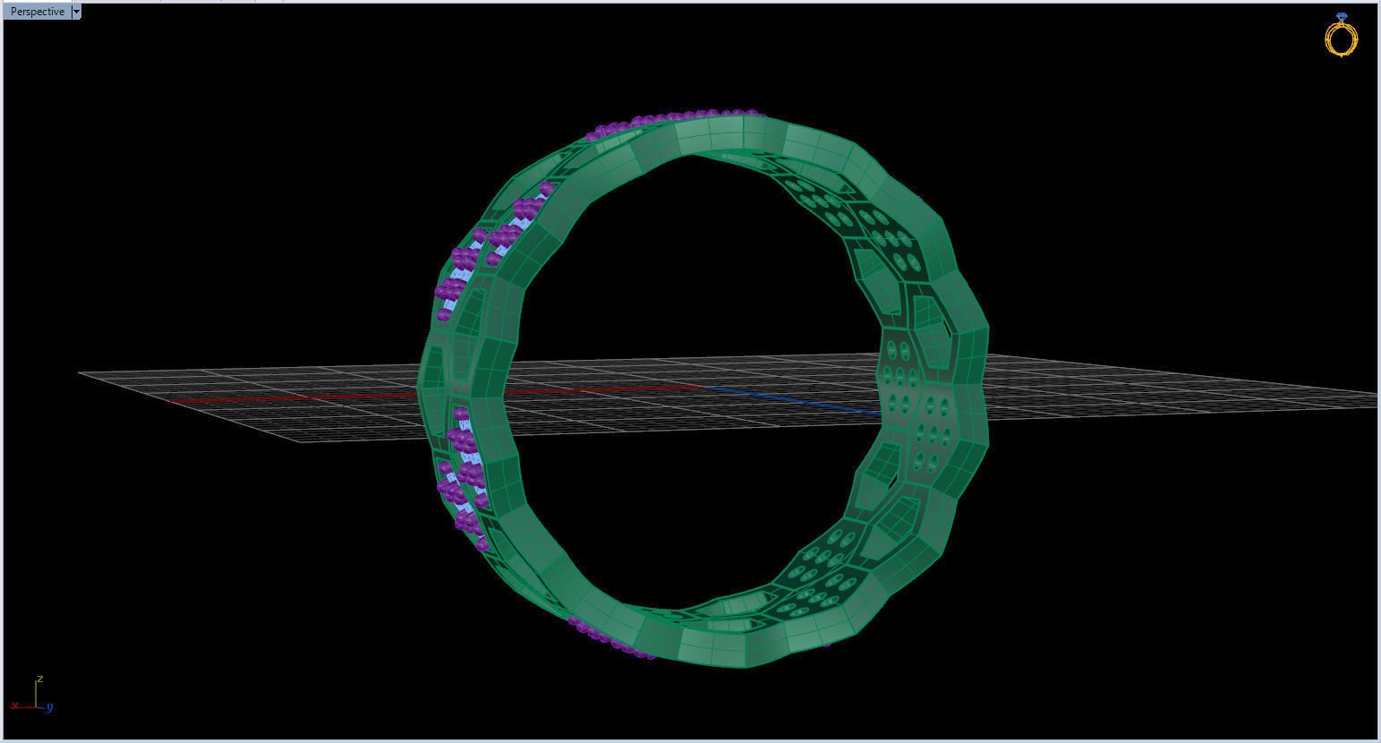 Honeycomb Ring with Round Diamond 3D print model_11
