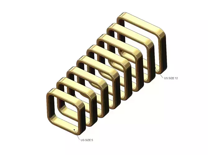 Flat section square ring US sizes 5to12