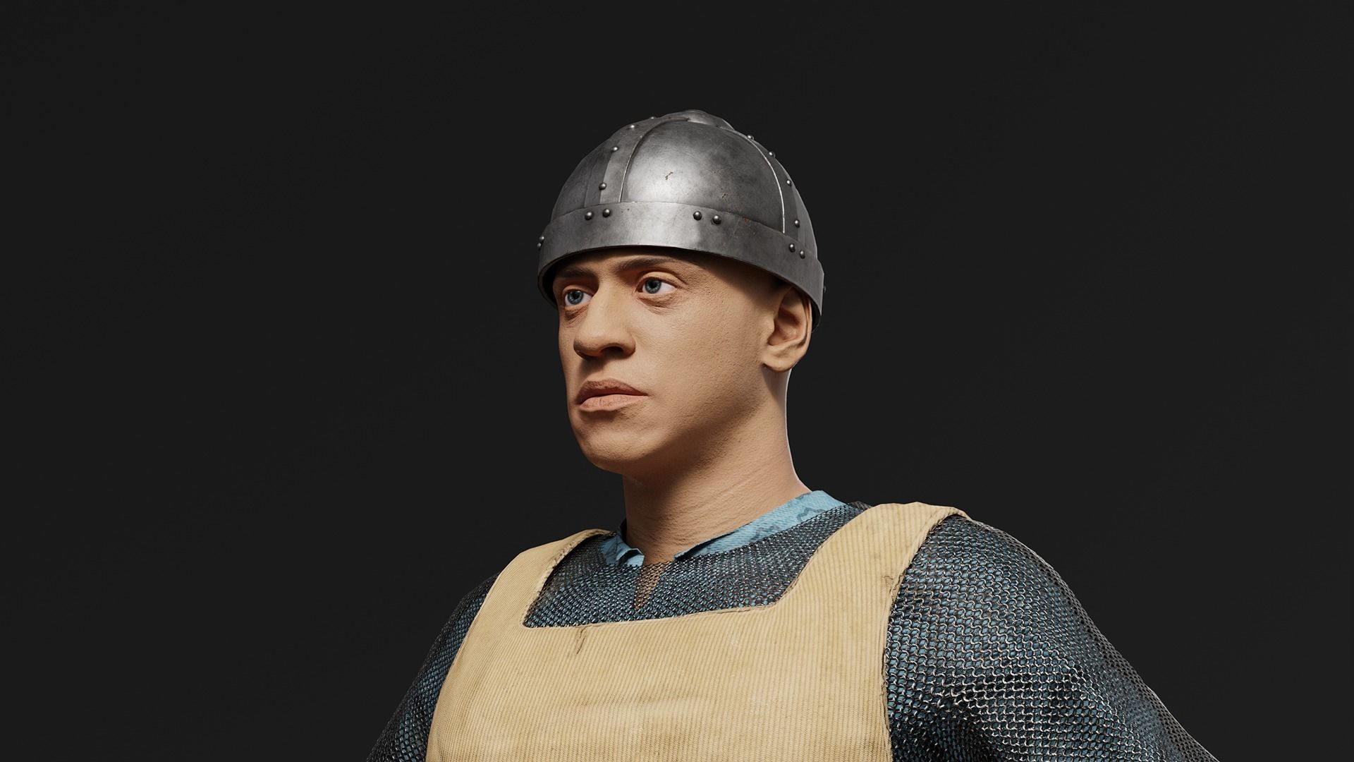 Medieval Southern Warrior Spearman 3D character model Low-poly 3D model_5