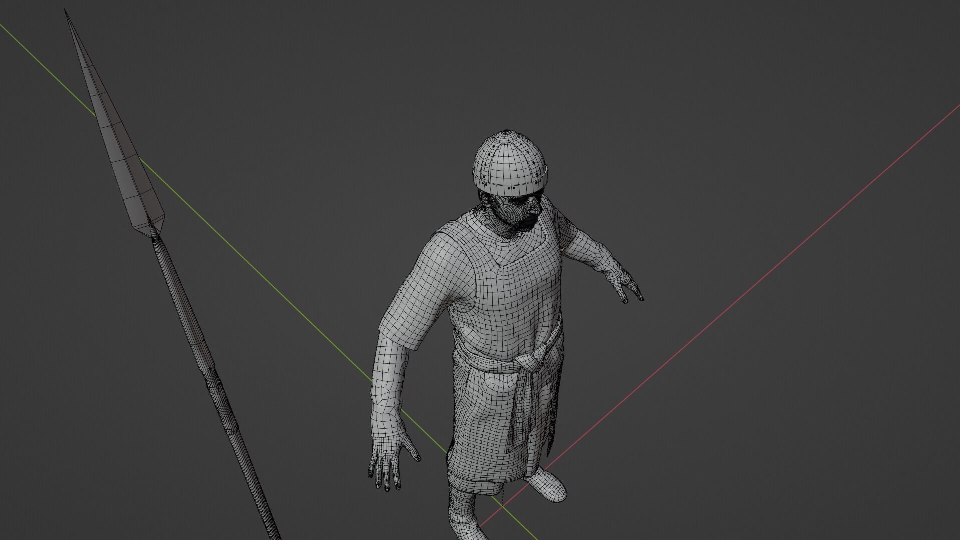 Medieval Southern Warrior Spearman 3D character model Low-poly 3D model_15