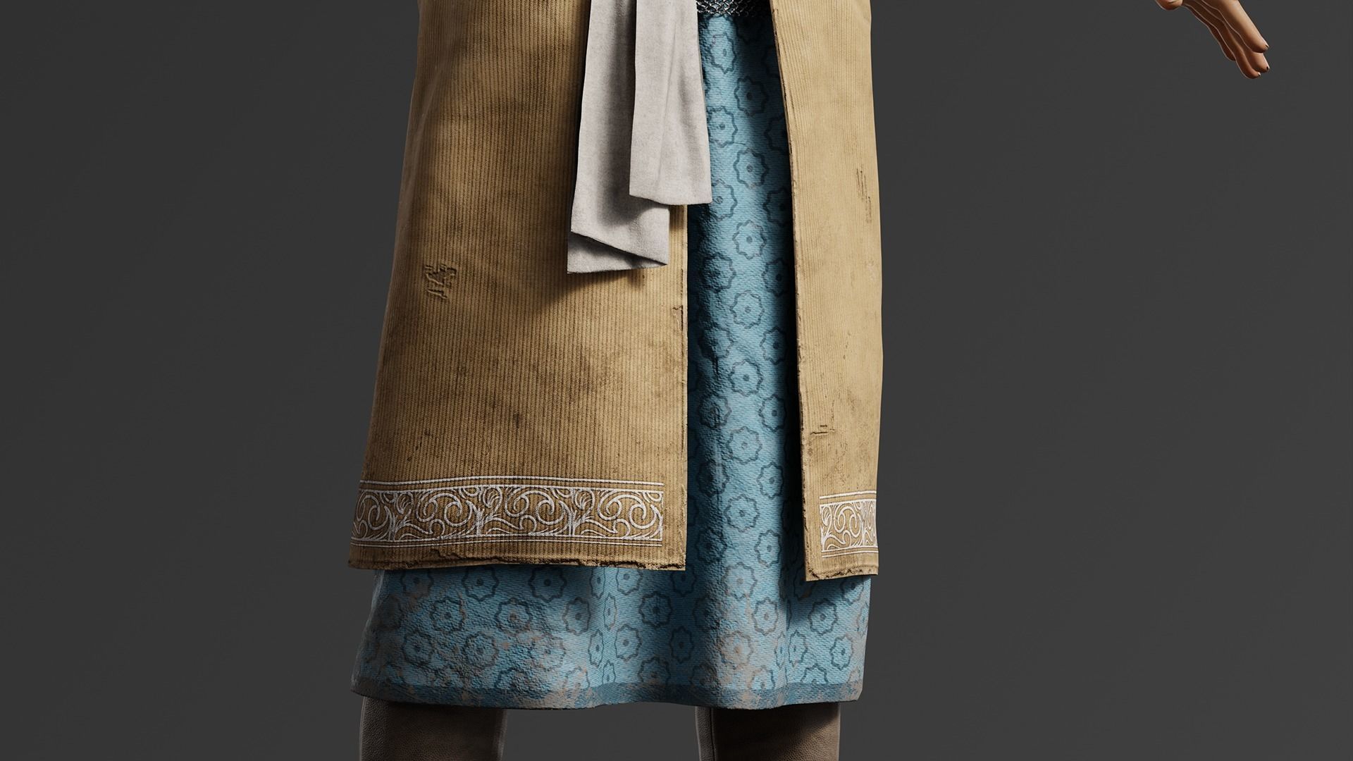 Medieval Southern Warrior Spearman 3D character model Low-poly 3D model_9