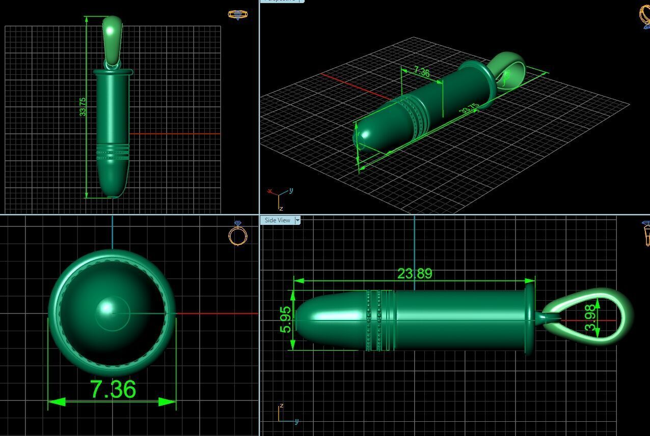 Bullet pendant 1275 3D print model_4
