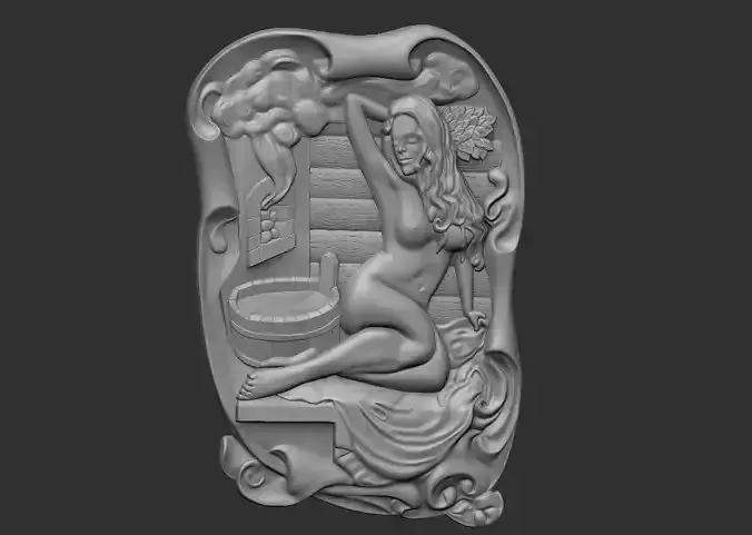 GIRL IN  SAUNA relief panel