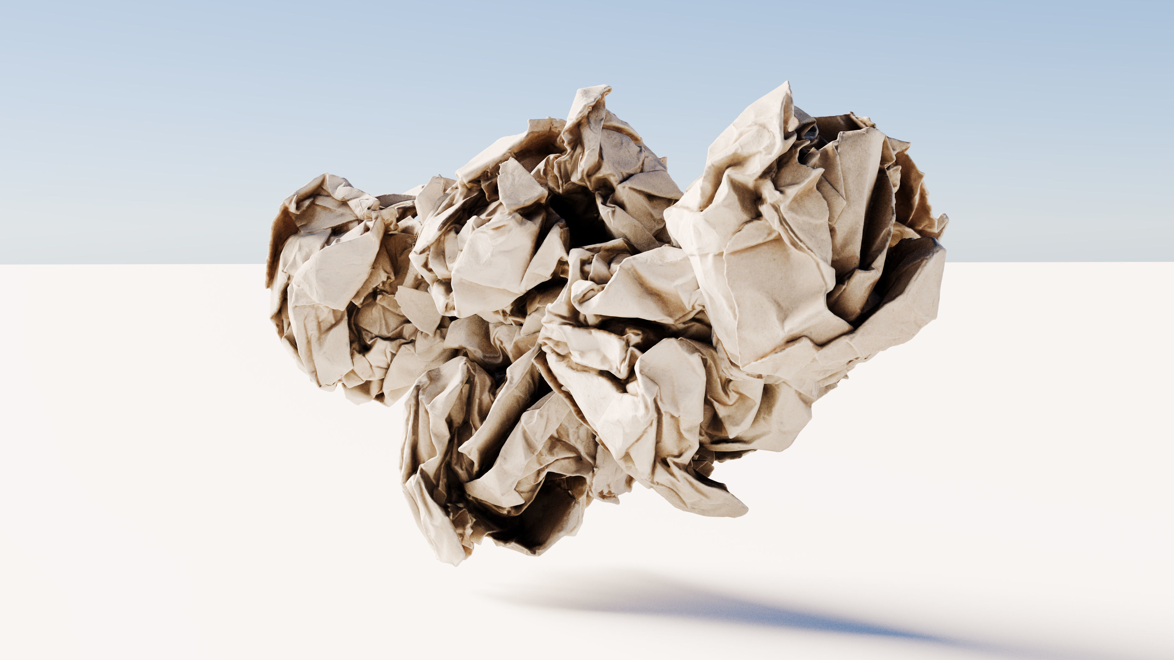 Scanned crumpled paper Low-poly 3D model_9