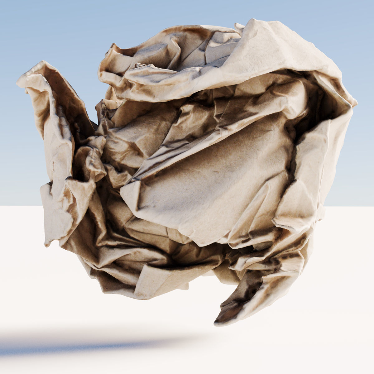 Scanned crumpled paper Low-poly 3D model_2