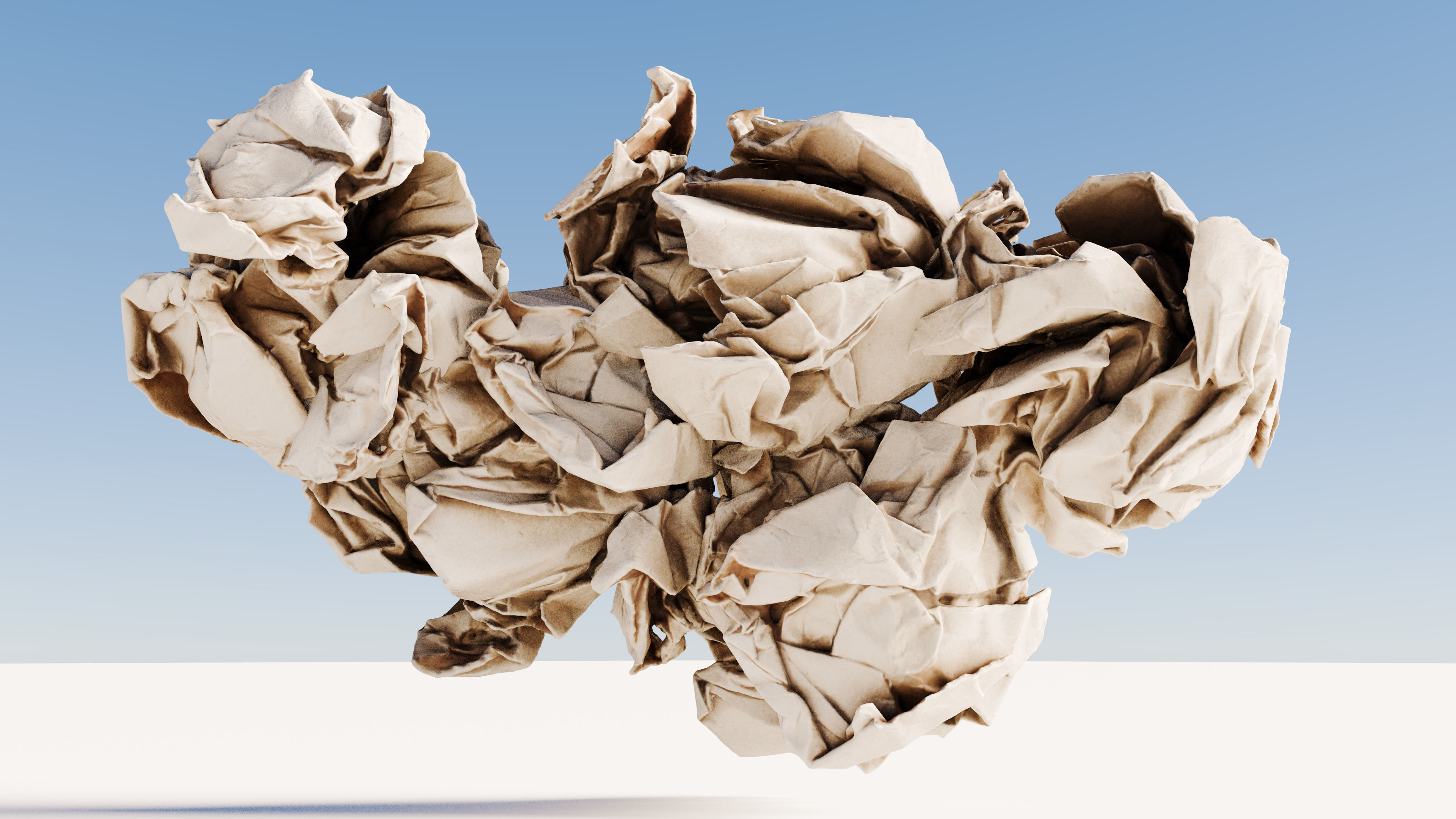 Scanned crumpled paper Low-poly 3D model_8