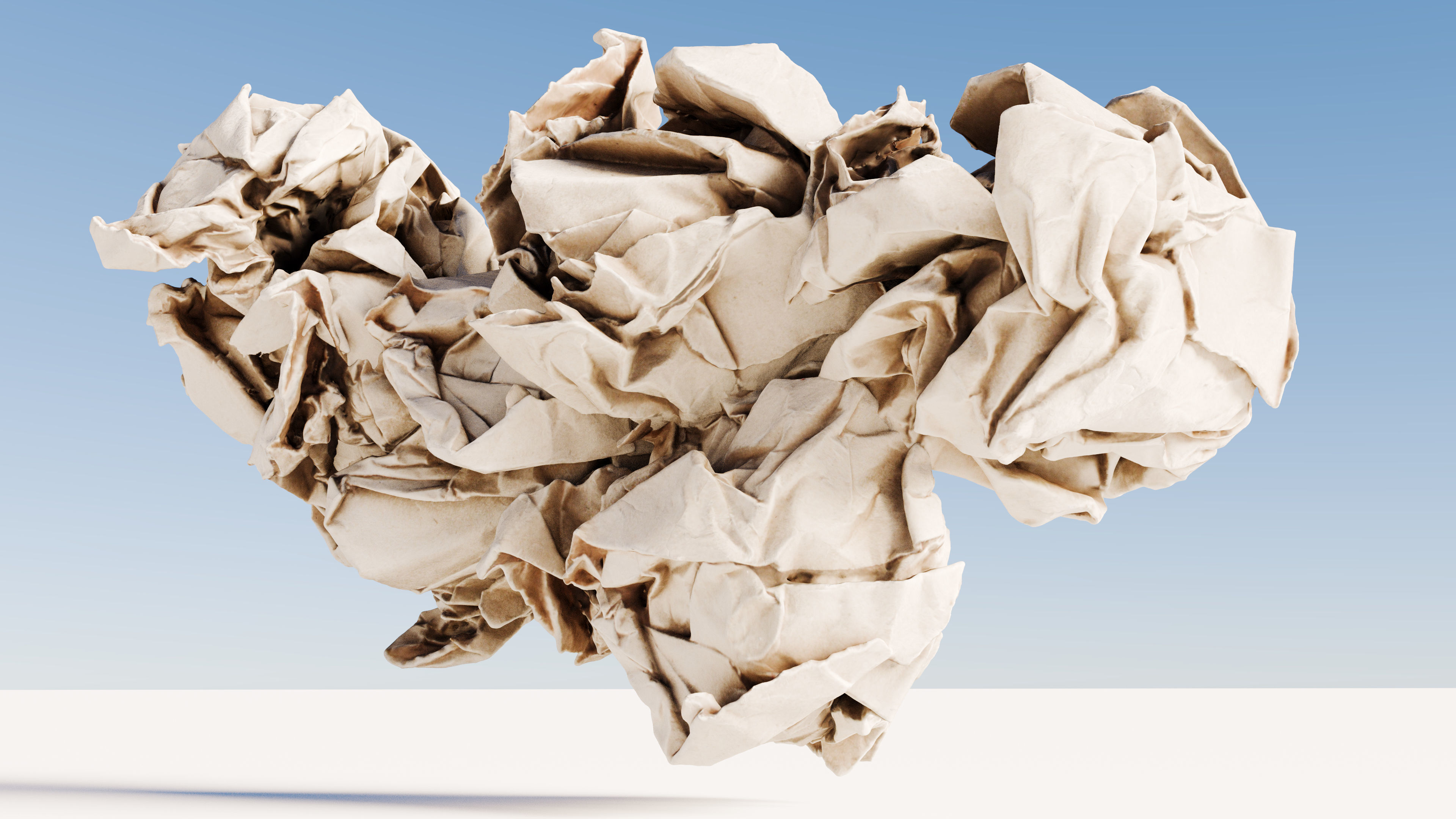Scanned crumpled paper Low-poly 3D model_11