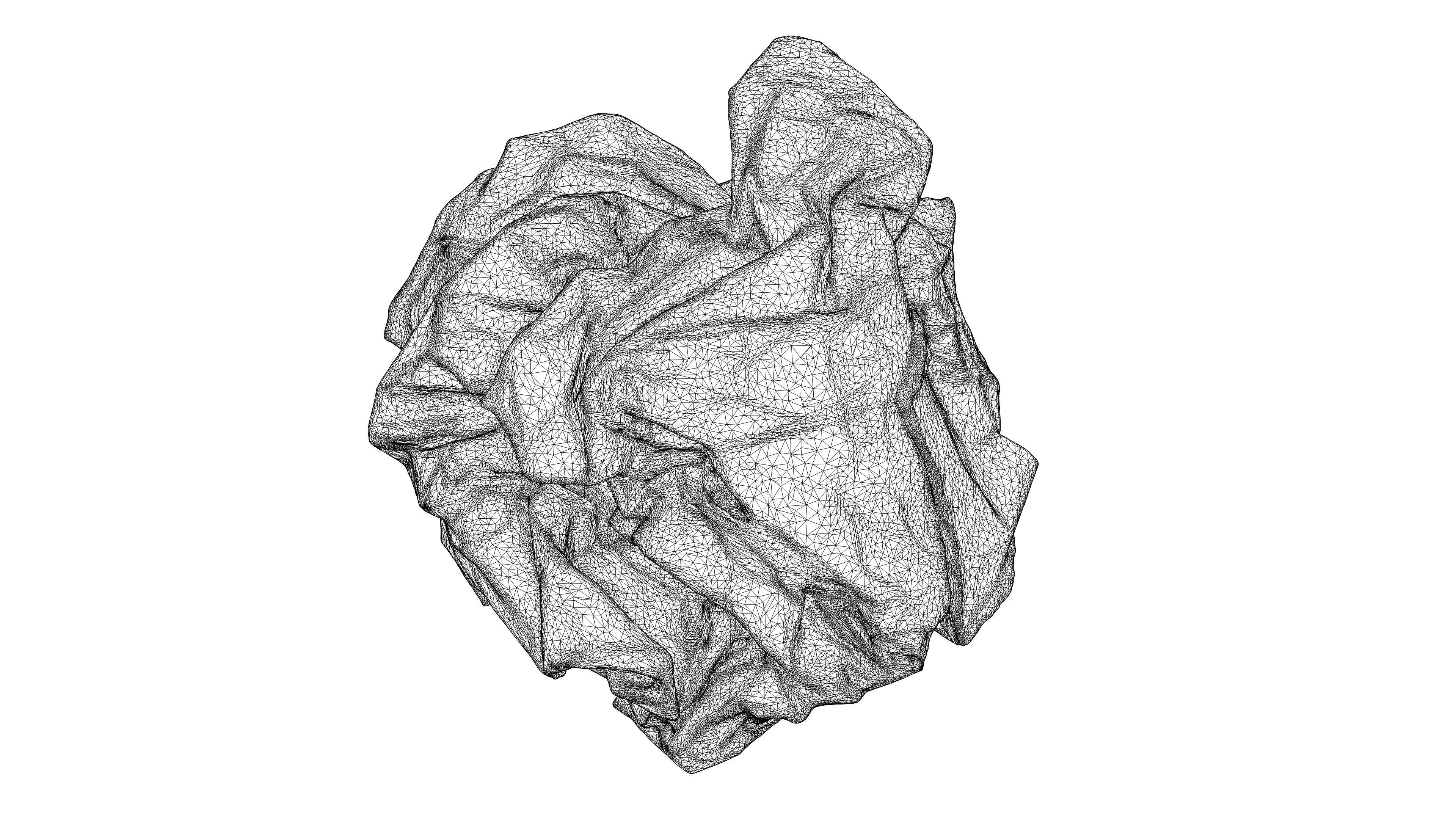 Scanned crumpled paper Low-poly 3D model_21
